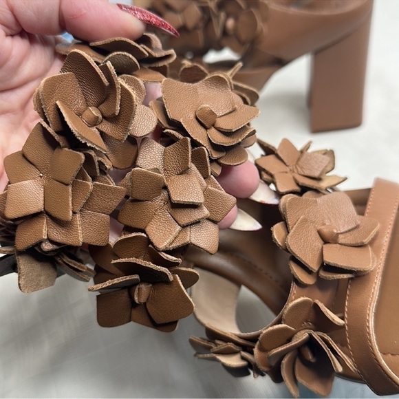 NWOB Tory Burch Women's Brown 65 mm Nappa Leather Blossom Heel Block Sandal 9.5 - Picture 10 of 16